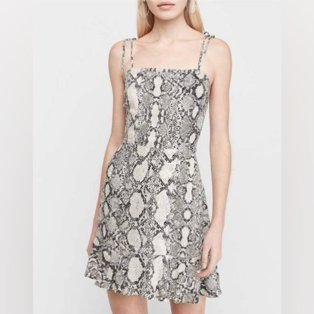 Express Black and Gray Snake Print Mini Dress